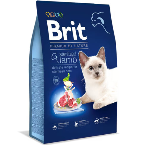 Hrana uscata pentru pisici Brit Premium Sterilized Miel 8kg